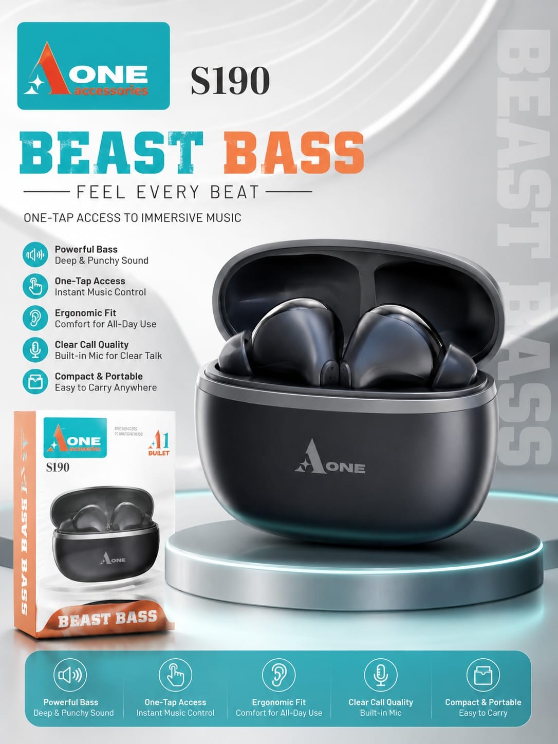 A one S-190 wireless ear buds