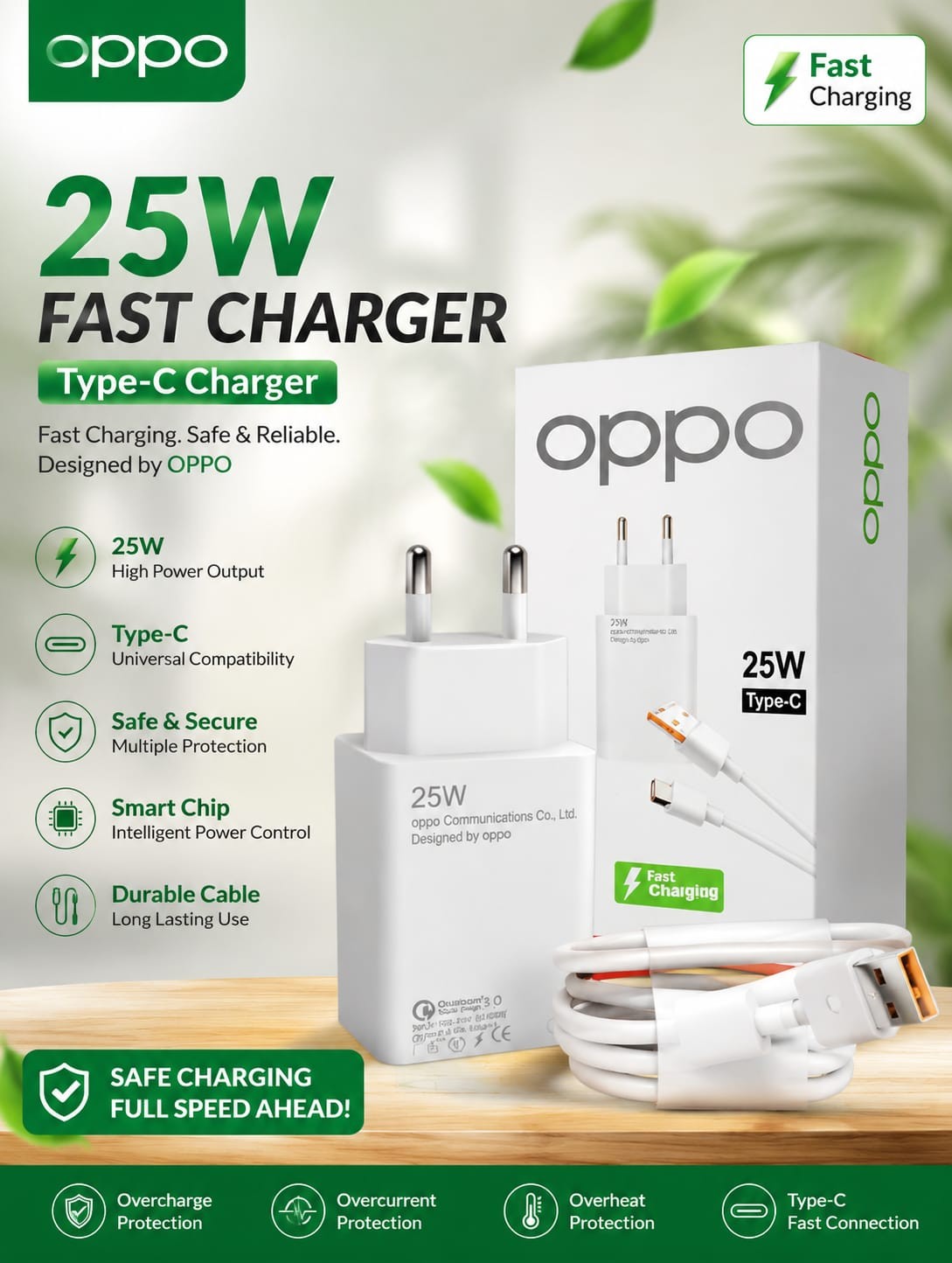 OPPO 25W Type-C Fast Charger  1 month repelcement warranty
