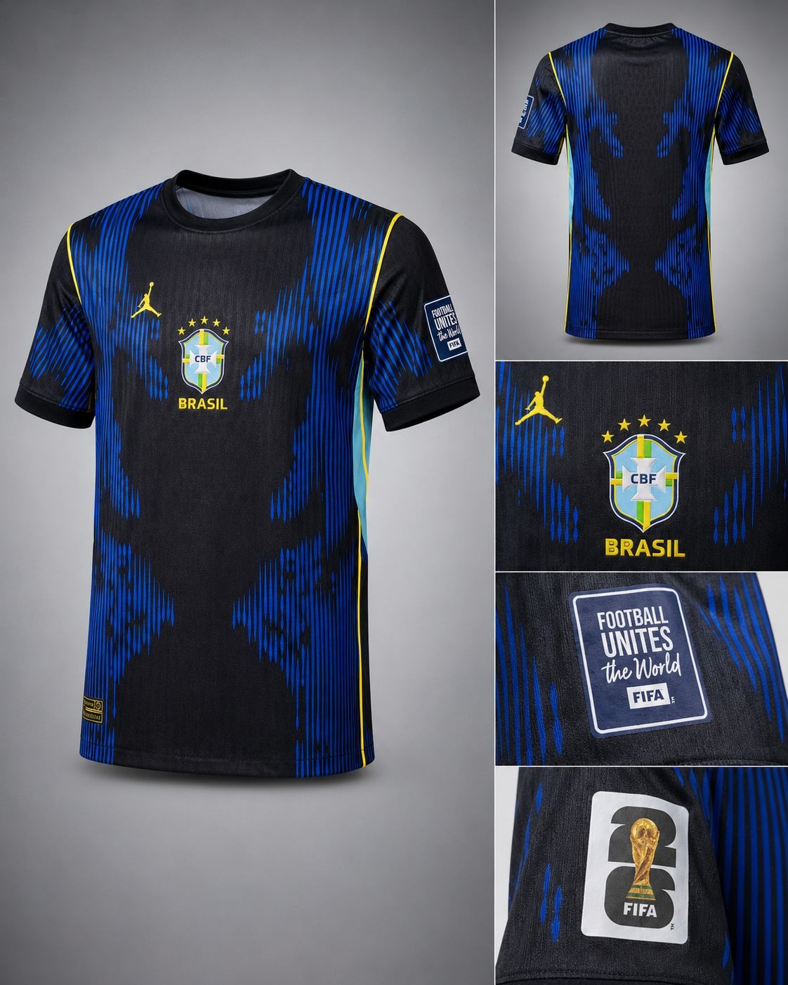 Brazil World Cup Jersey(Away Kit)-Premium Thai Edition Silicone Sticker Logo